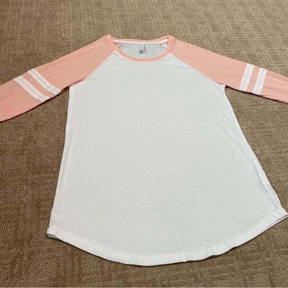 {Z Supply} The Varsity White and Peach Baseball Tee ~ Size XS - Picture 4 of 16